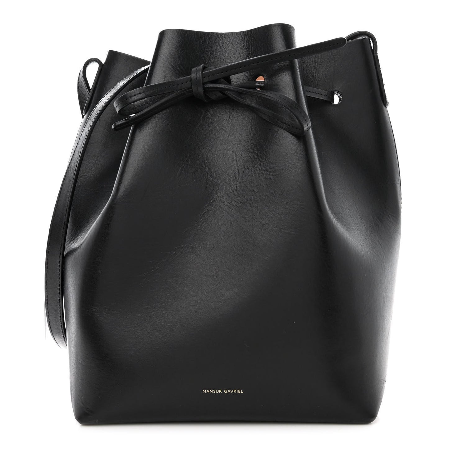 Vegetable Tanned Calfskin Bucket Bag Black Ballerina