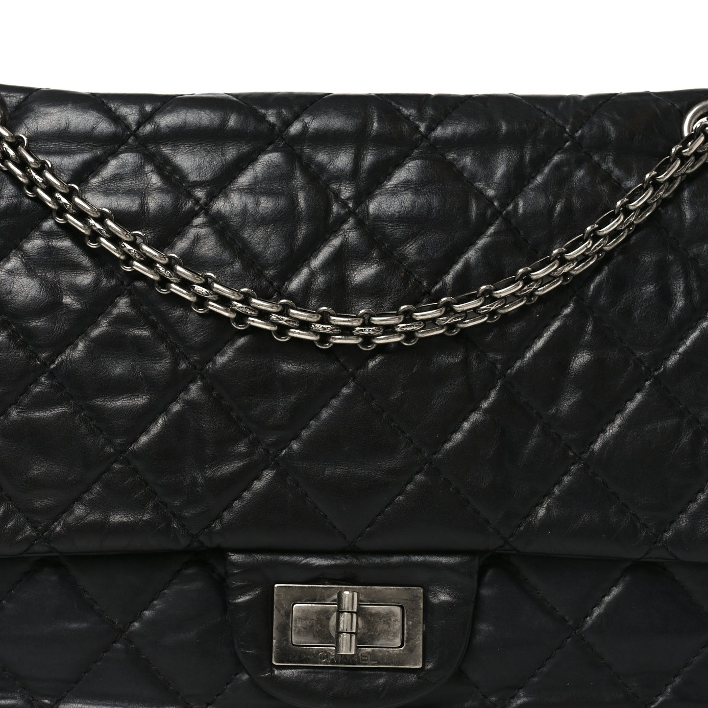 Aged Calfskin Quilted 2.55 Reissue 226 Flap Black