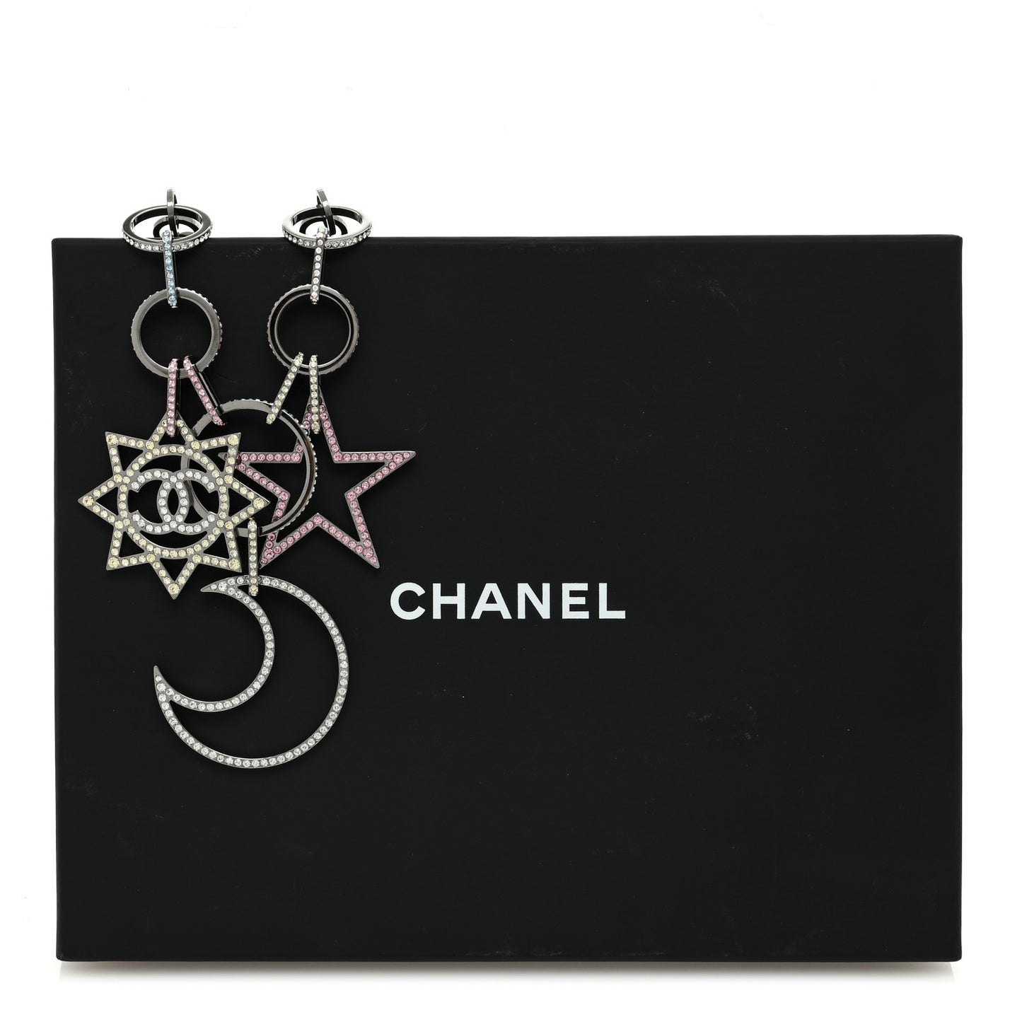 Ruthenium Crystal CC Star Moon Star Necklace