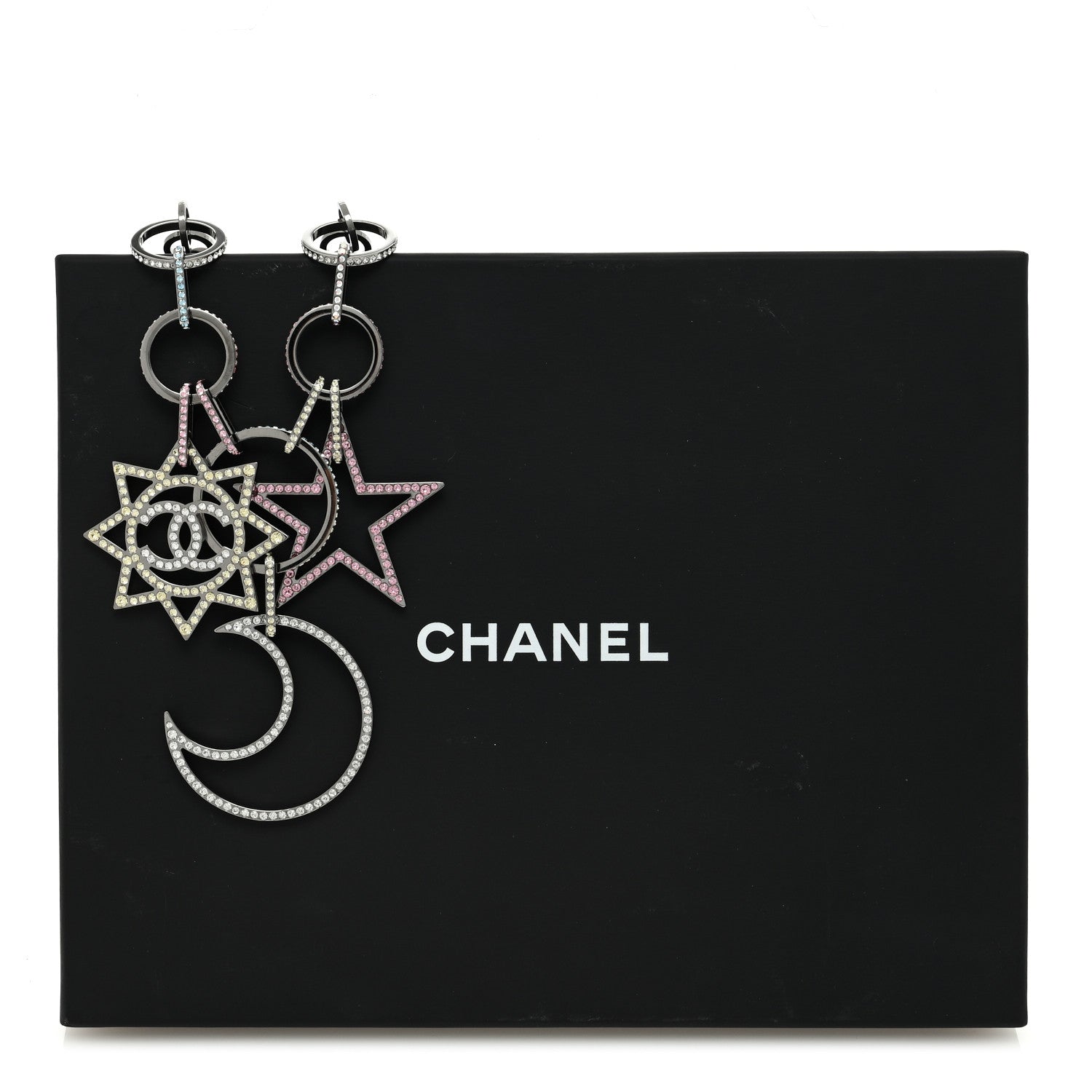 Chanel Ruthenium Crystal CC Star Moon Star Necklace 4 of 5