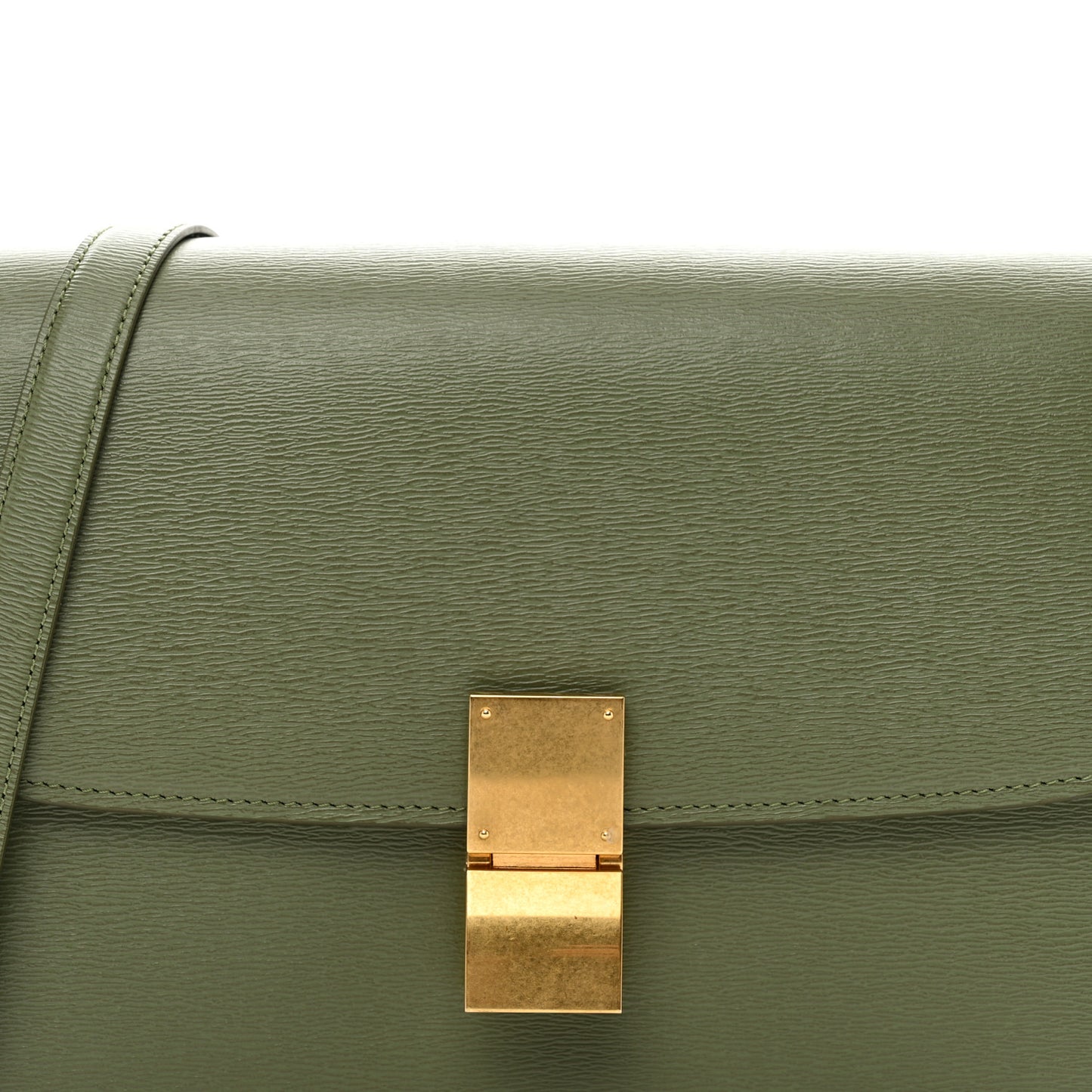 Liege Calfskin Medium Classic Box Flap Bag Army Green