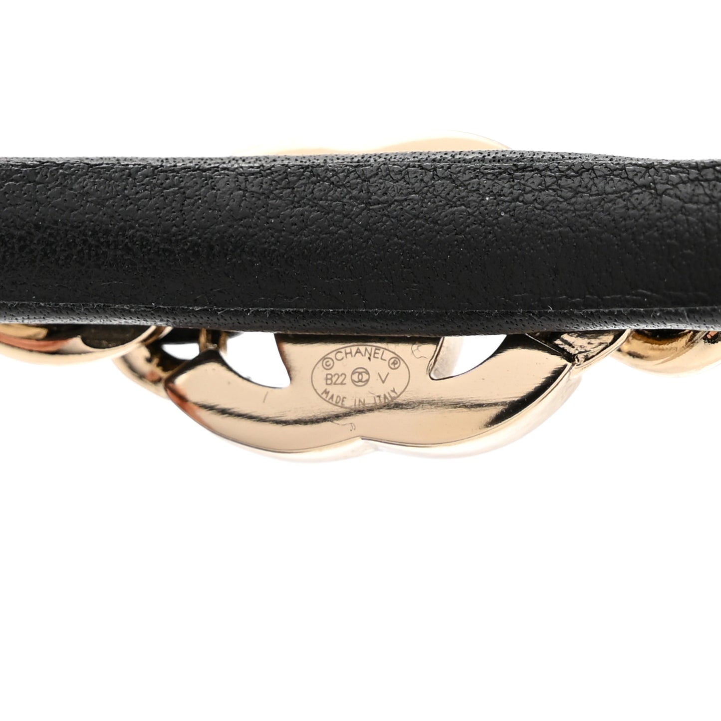 Metal Lambskin Chain CC Headband Black Gold