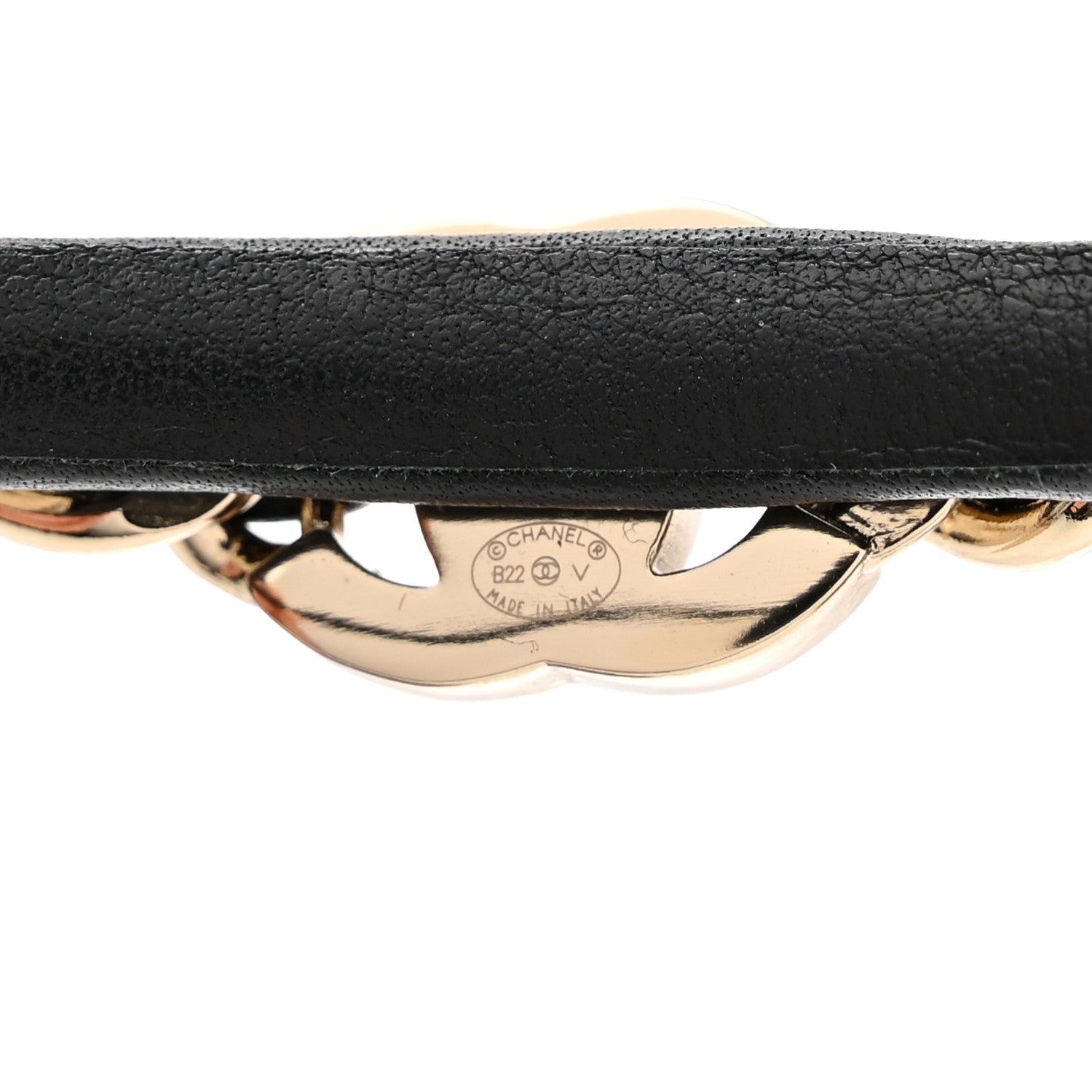 Chanel Metal Lambskin Chain CC Headband Black Gold 5 of 6