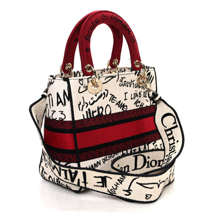 Christian Dior Canvas Medium DiorAmour Graffiti Lady D-Lite Latte 3 of 13