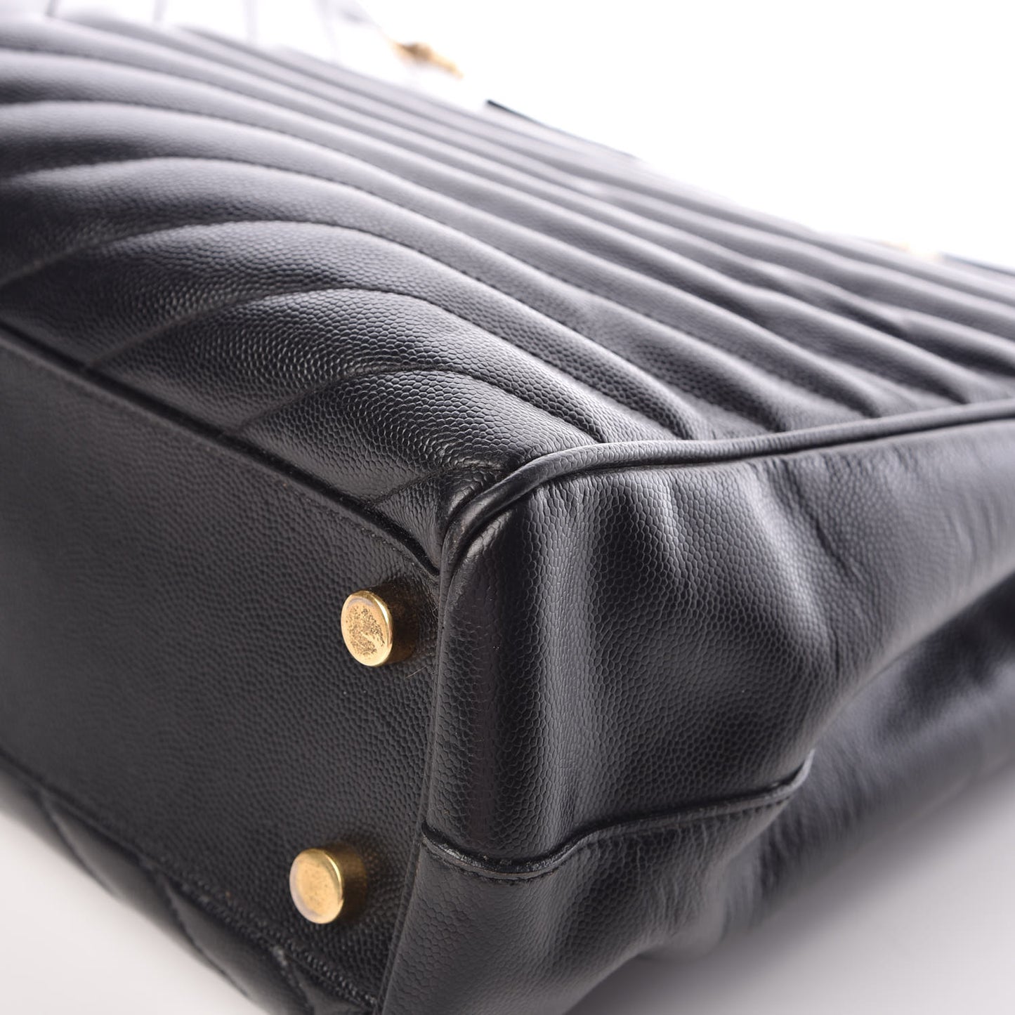 Grain De Poudre Matelasse Chevron Monogram Shopping Bag Black