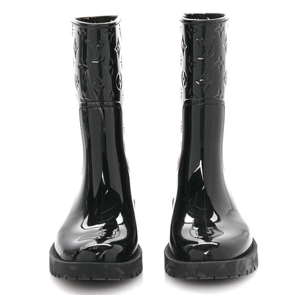 Louis Vuitton Rubber Embossed Monogram Drops Flat Half Boots 37 Black 3 of 8