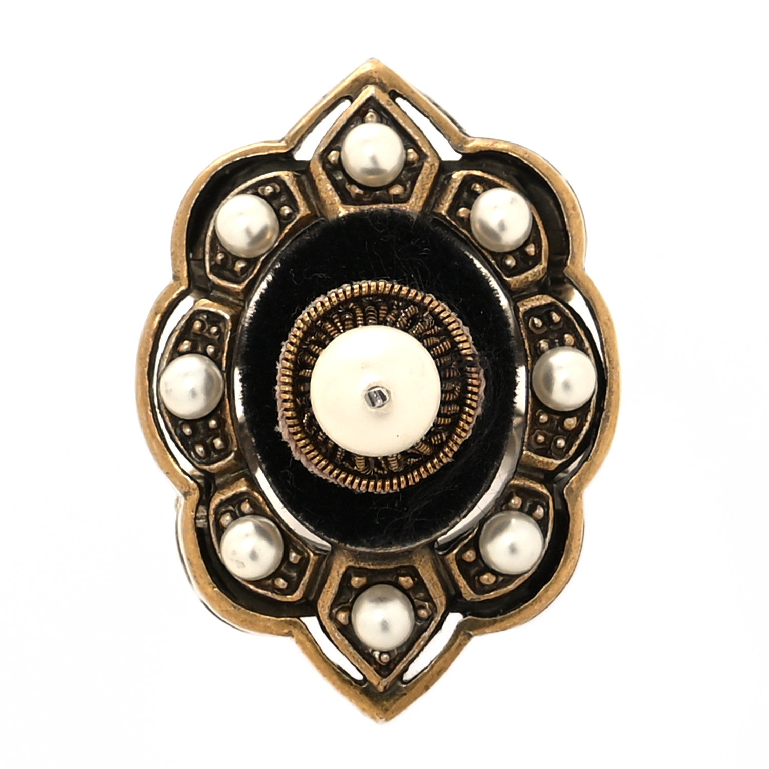Gucci Metal Pearl Ring 16 Aged Gold 1 of 6