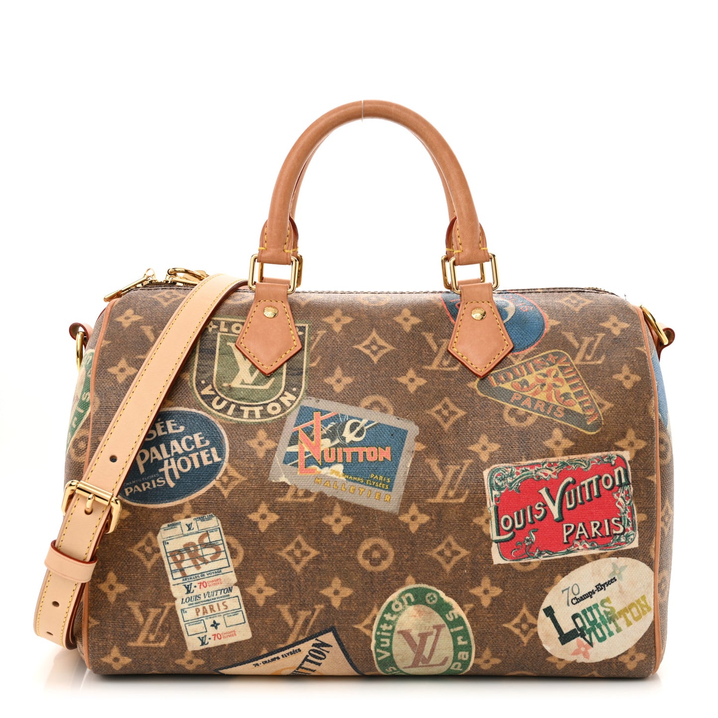 Monogram Hotel Labels Speedy Bandouliere 30