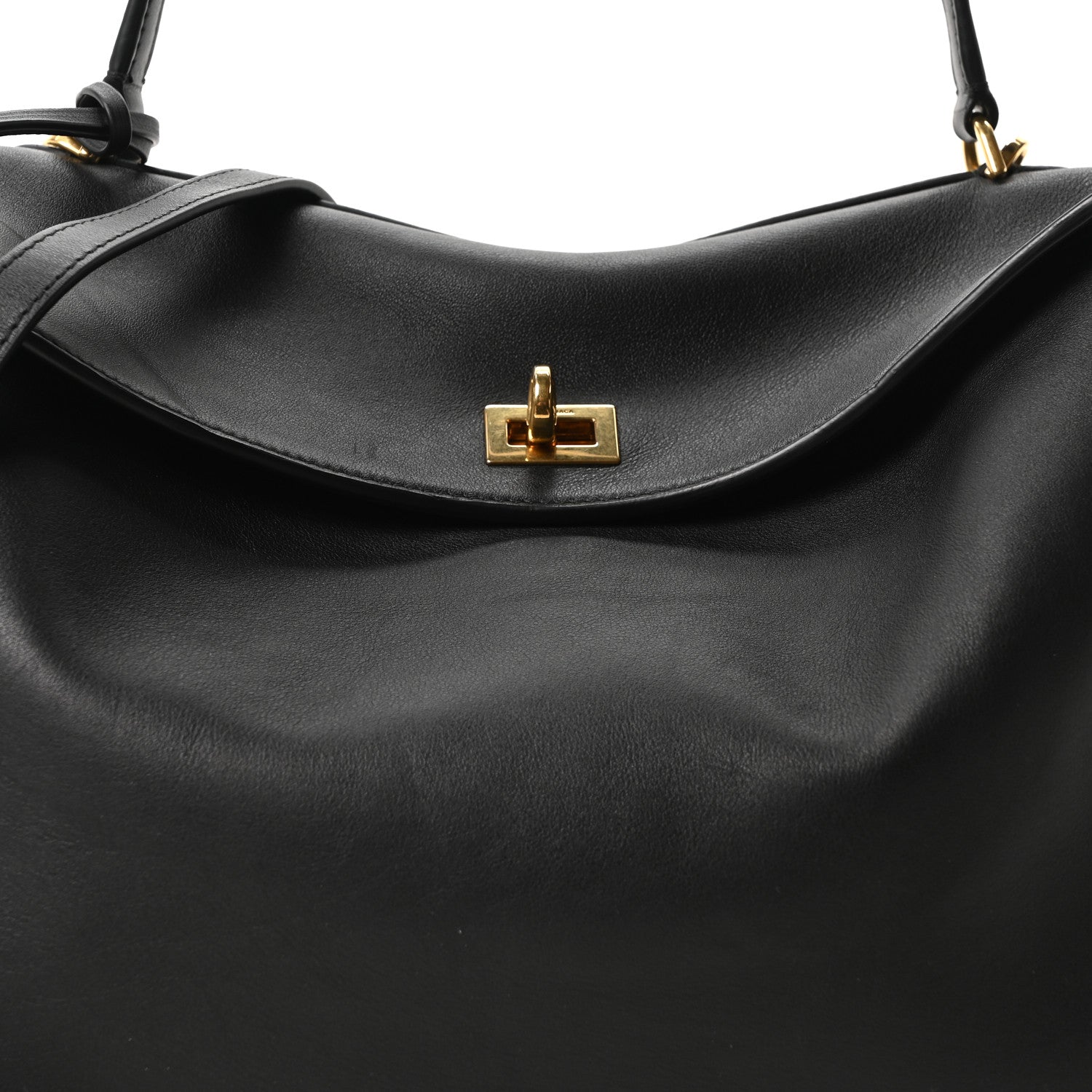 Balenciaga Natural Smooth Calfskin Medium Rodeo Top Handle Handbag Black 7 of 9