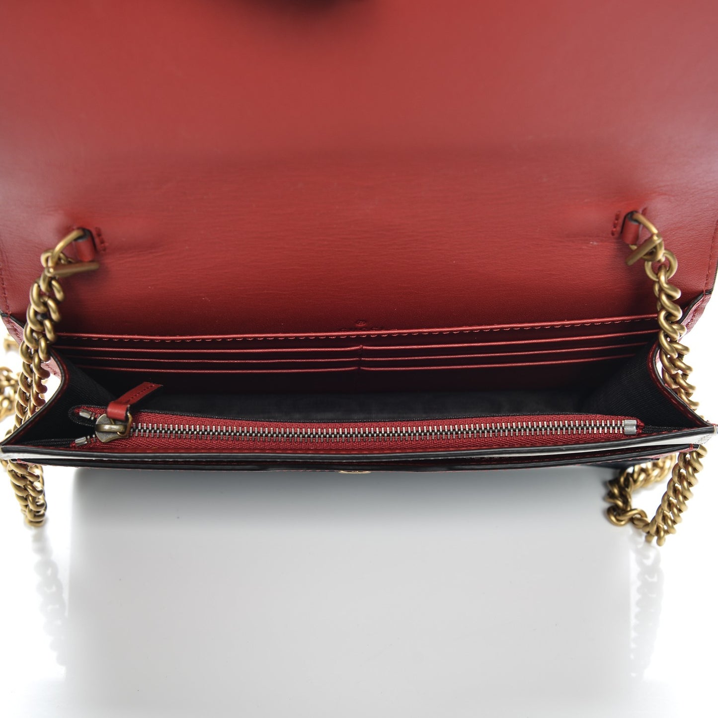 Calfskin Queen Margaret Chain Wallet Blue Agata Hibiscus Red Mystic White
