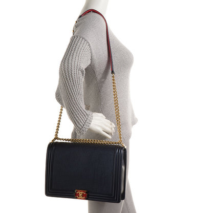 Chanel Lambskin Square Quilted Large Boy Cube Flap Navy 2 of 8