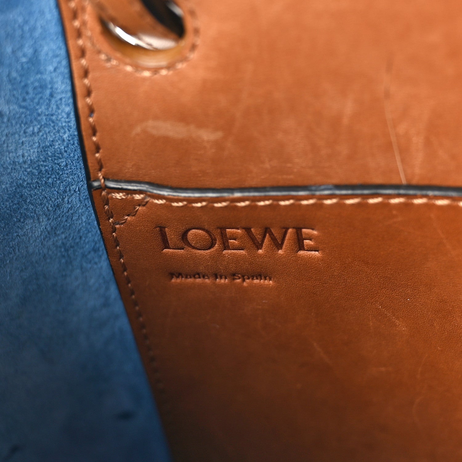 Loewe Calfskin Double Handle Square Tote Camel Capri Blue 6 of 12