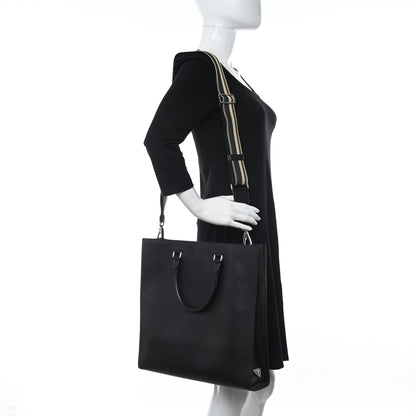 Prada Saffiano Cuir Triangle Logo Embossed Vertical Tote Black 2 of 12