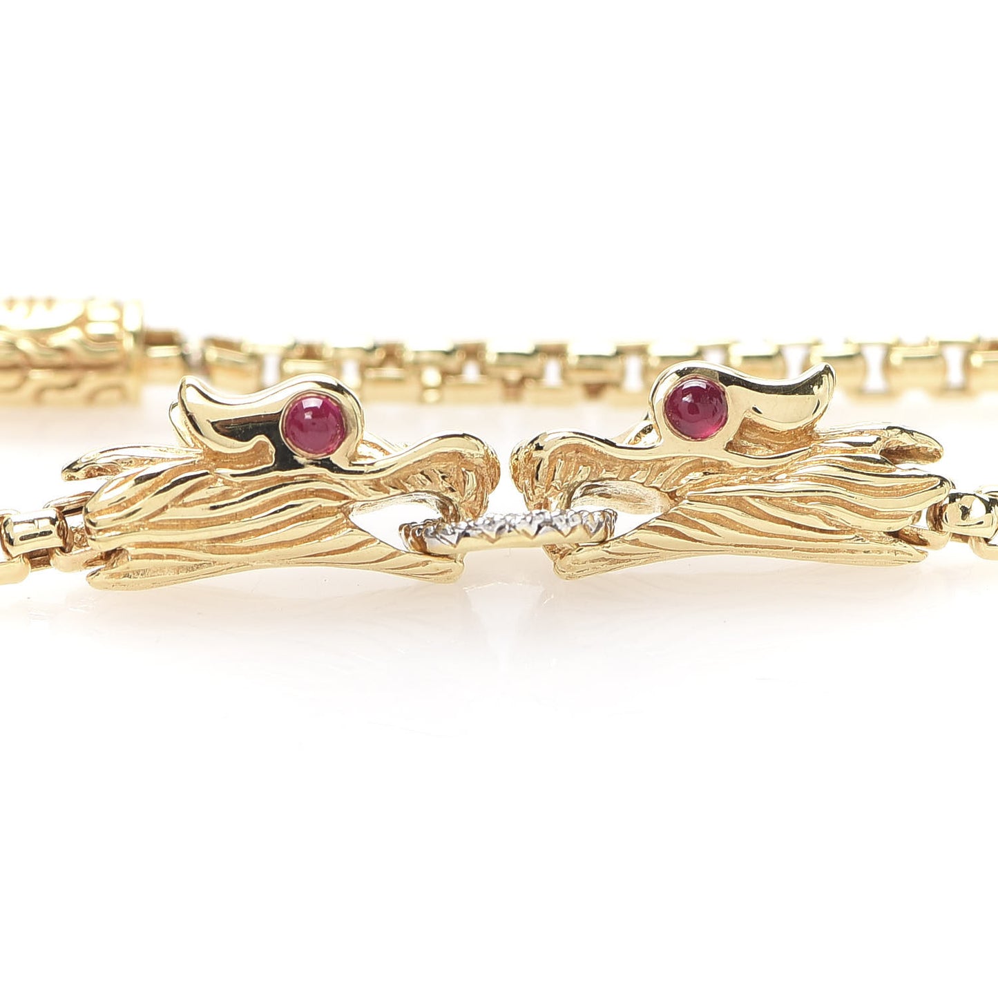 18K Yellow Gold Diamond Ruby Legends Naga Station Bracelet