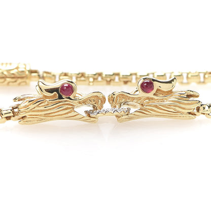 John Hardy 18K Yellow Gold Diamond Ruby Legends Naga Station Bracelet 5 of 6