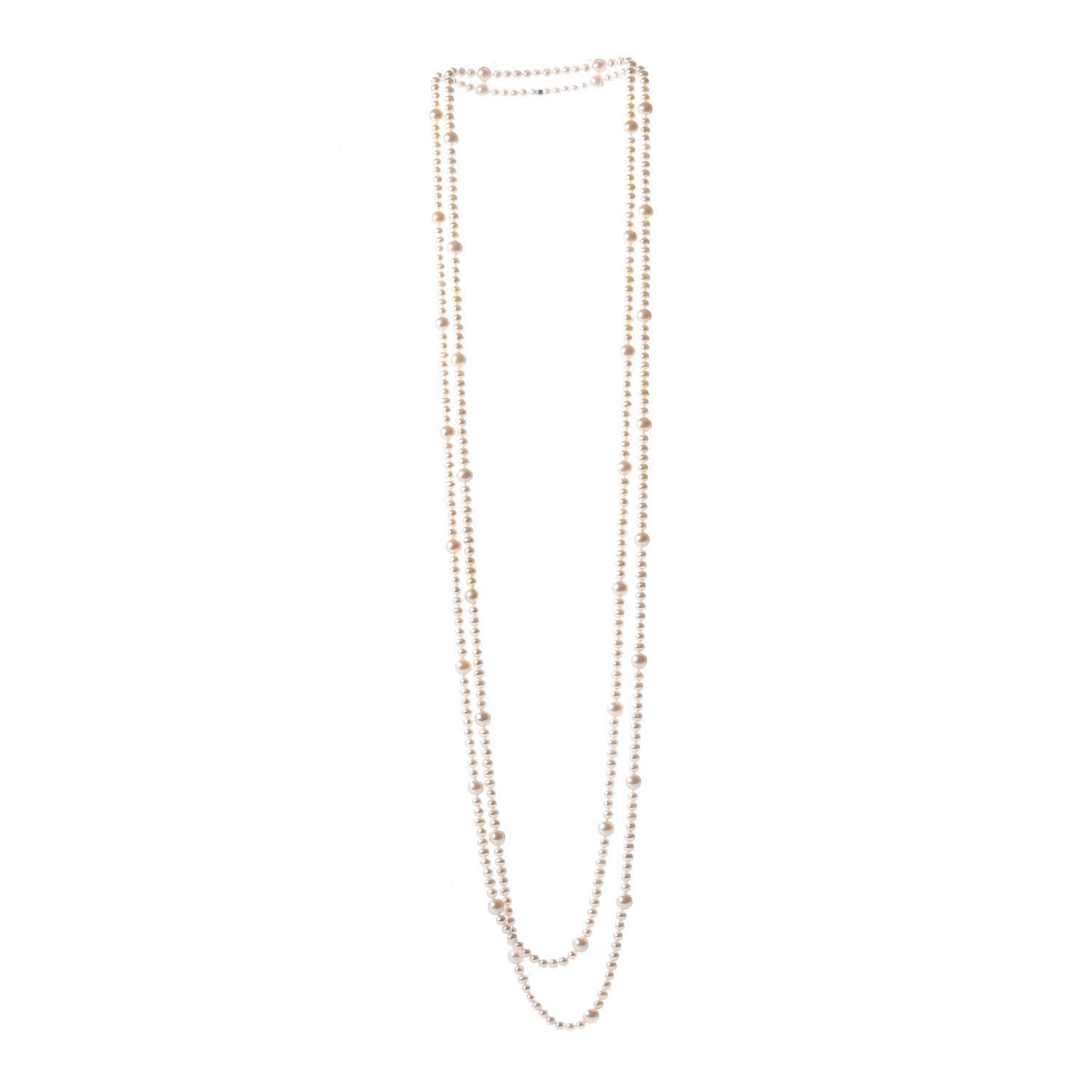 Tiffany Sterling Silver Freshwater Pearl 5-8mm Ziegfeld Necklace 87" 4 of 9