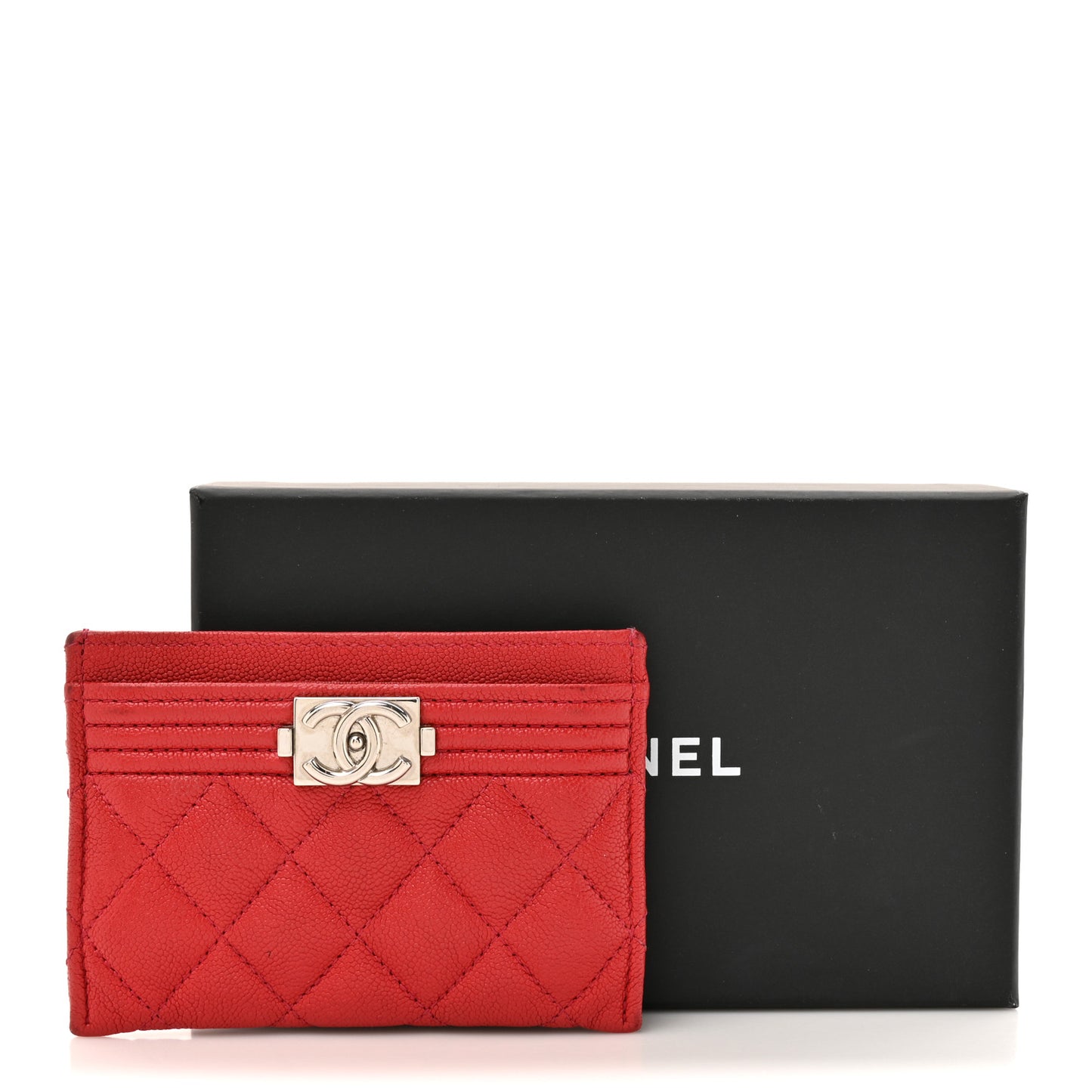 Caviar Quilted Boy Card Holder Red