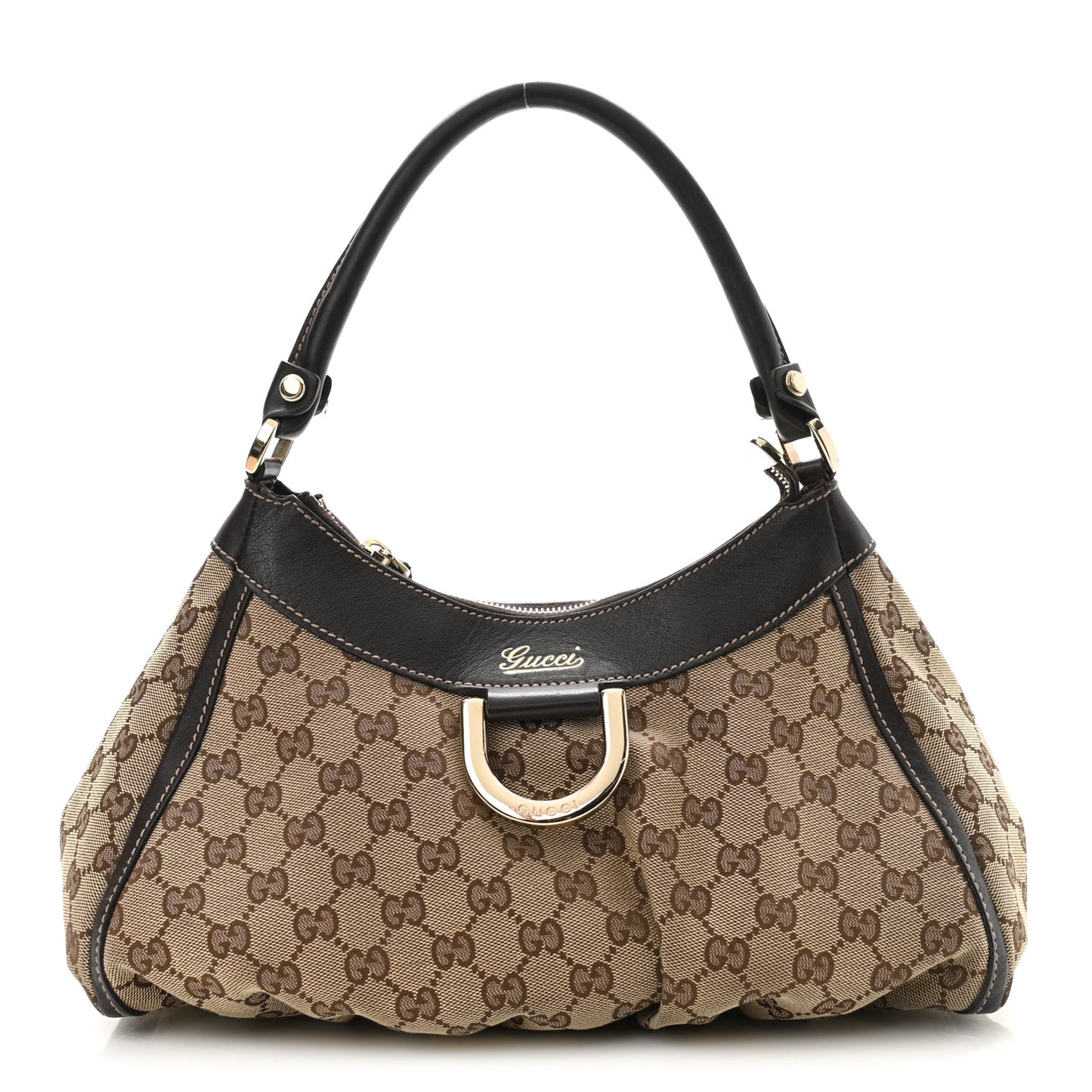 Monogram Medium D Gold Ring Hobo Dark Brown