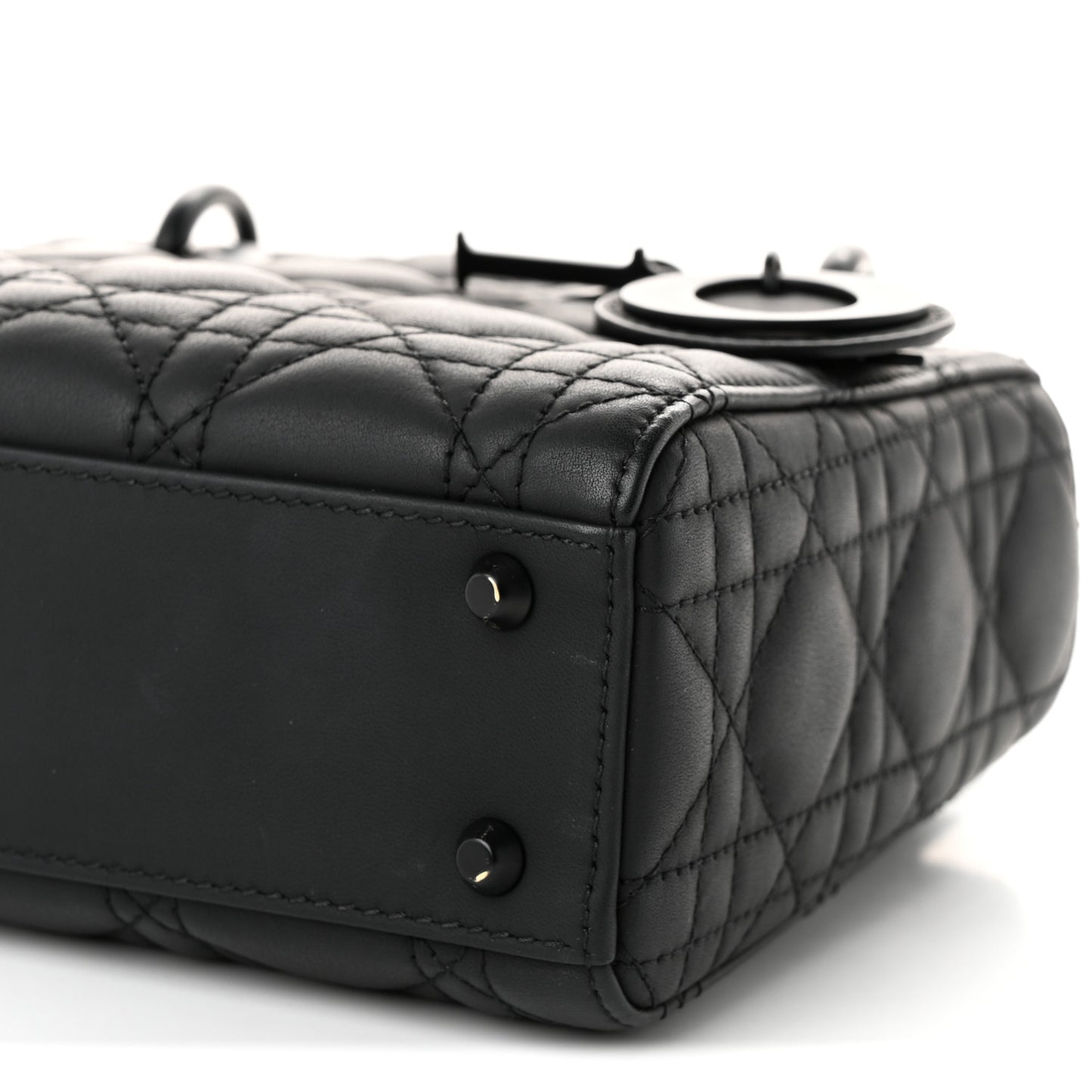 Ultra Matte Calfskin Cannage Mini Lady Dior Black