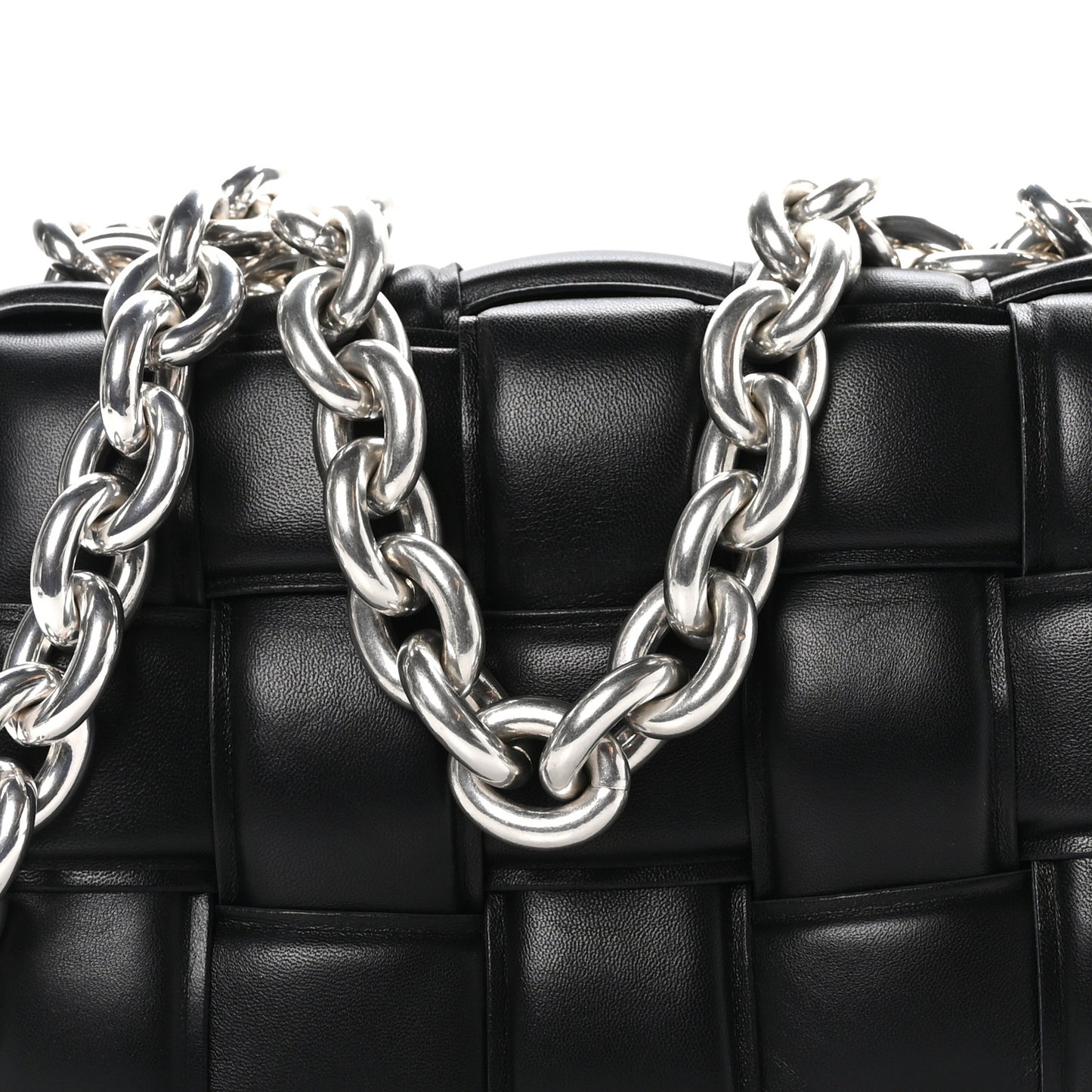 Lambskin Maxi Intreccio Padded Chain Cassette Crossbody Bag Black