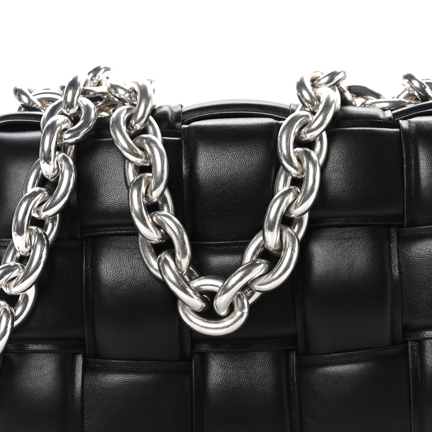 Bottega Veneta Lambskin Maxi Intreccio Padded Chain Cassette Crossbody Bag Black 7 of 9
