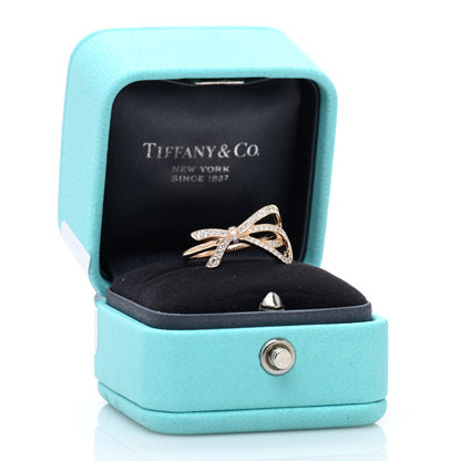 Tiffany 18K Rose Gold Diamond Bow Ring 53 6.25 5 of 5