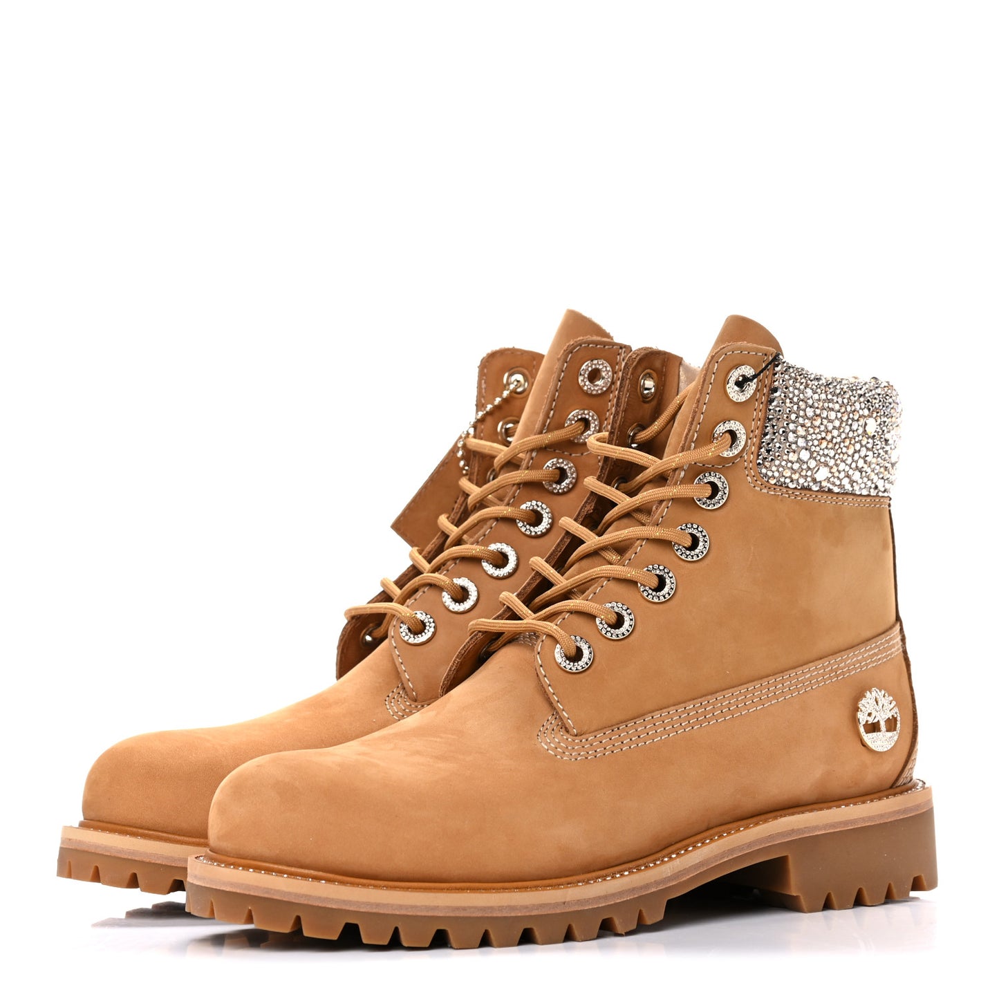 X TIMBERLAND Nubuck Swarovski Crystal Mens Ankle Boots 7 Wheat