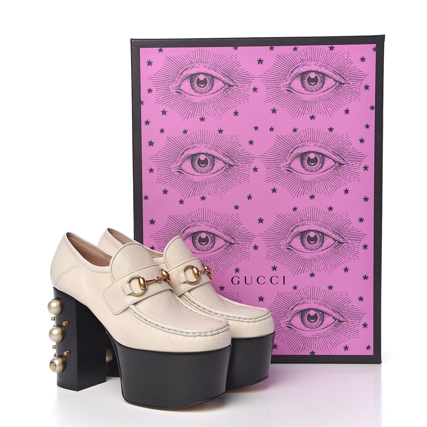 Malaga Kid Pearl Studded Vegas Platform Loafers 37 Mystic White
