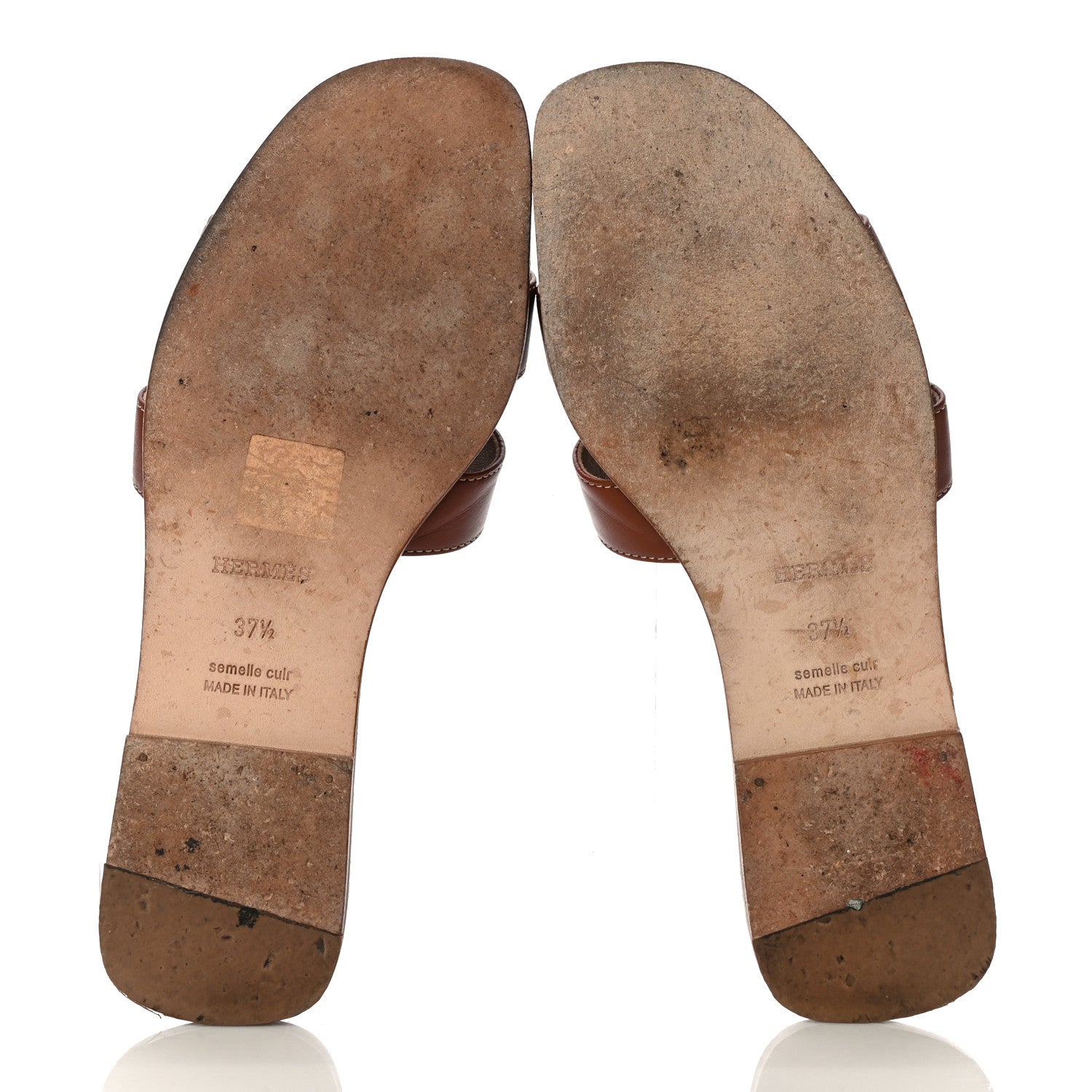 Hermes Box Calfskin Oran Sandals 37.5 Gold 7 of 15