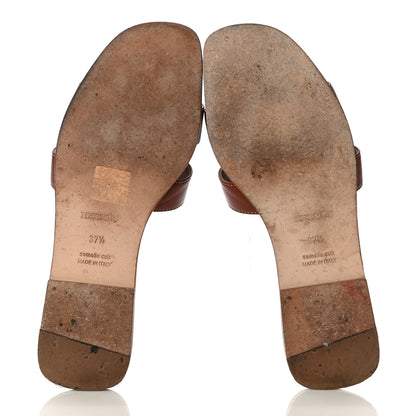 Hermes Box Calfskin Oran Sandals 37.5 Gold 7 of 15