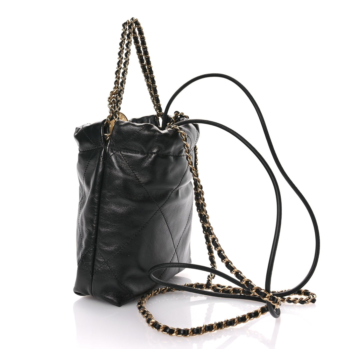 Shiny Calfskin Quilted Mini Chanel 22 Black