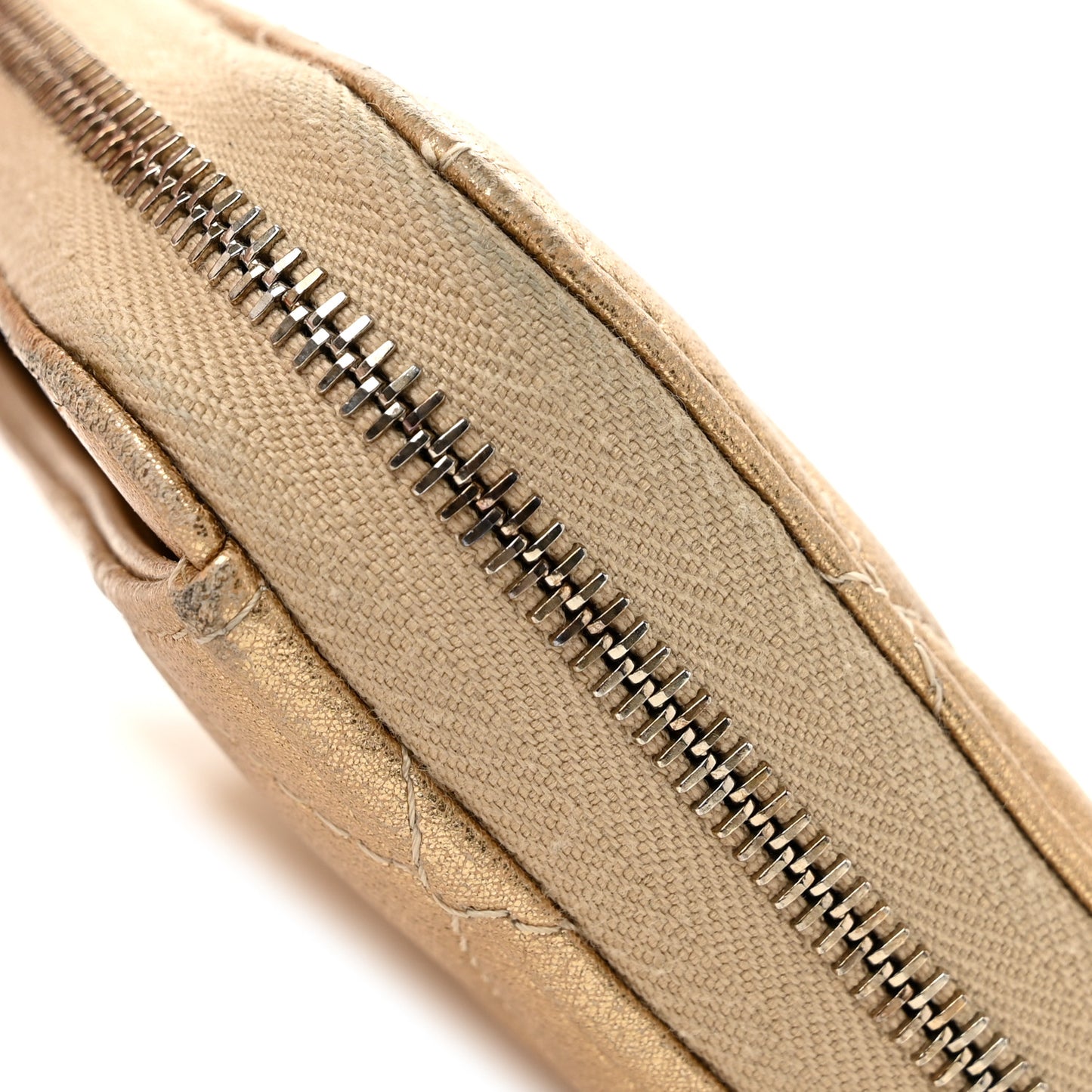 Metallic Lambskin Quilted Large Gusset Zip Around Wallet Gold