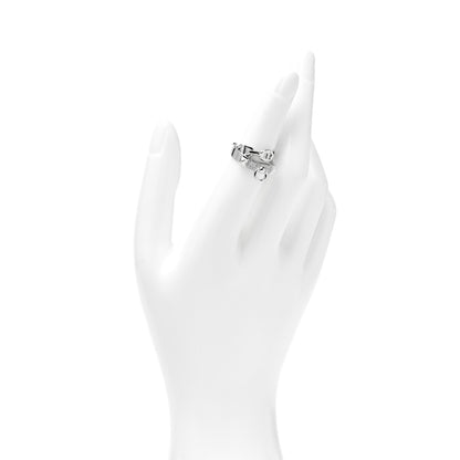 Hermes 18K White Gold Diamond Collier De Chien Double Tour Ring 48 4.25 2 of 5