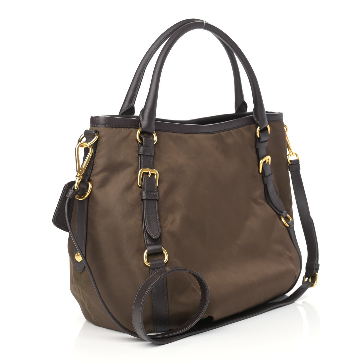 Prada Tessuto Nylon Soft Calf Small Tote Bruciato 3 of 10