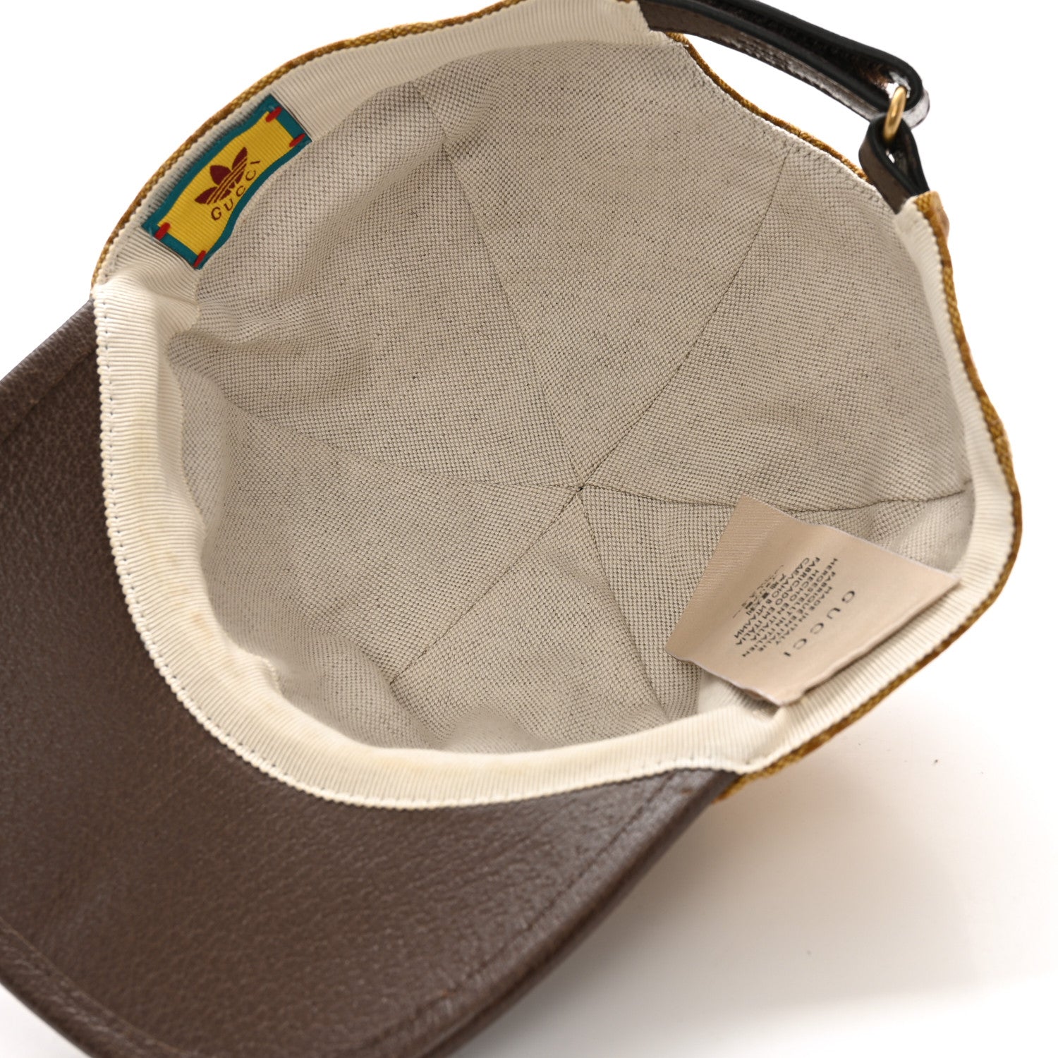 Gucci X ADIDAS Crystal Monogram Textured Dollar Calfskin Trefoil Embroidered Stefanos Baseball Hat L Mid Natural New Acero 7 of 12