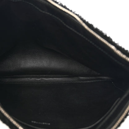 Balenciaga Sheepskin Shearling Contrasted Logo Large Zip Pouch Black 5 of 7