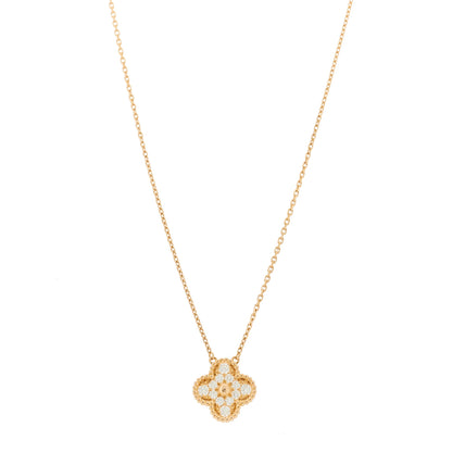 Van Cleef & Arpels 18K Rose Gold Diamond Vintage Alhambra Pendant Necklace 1 of 6