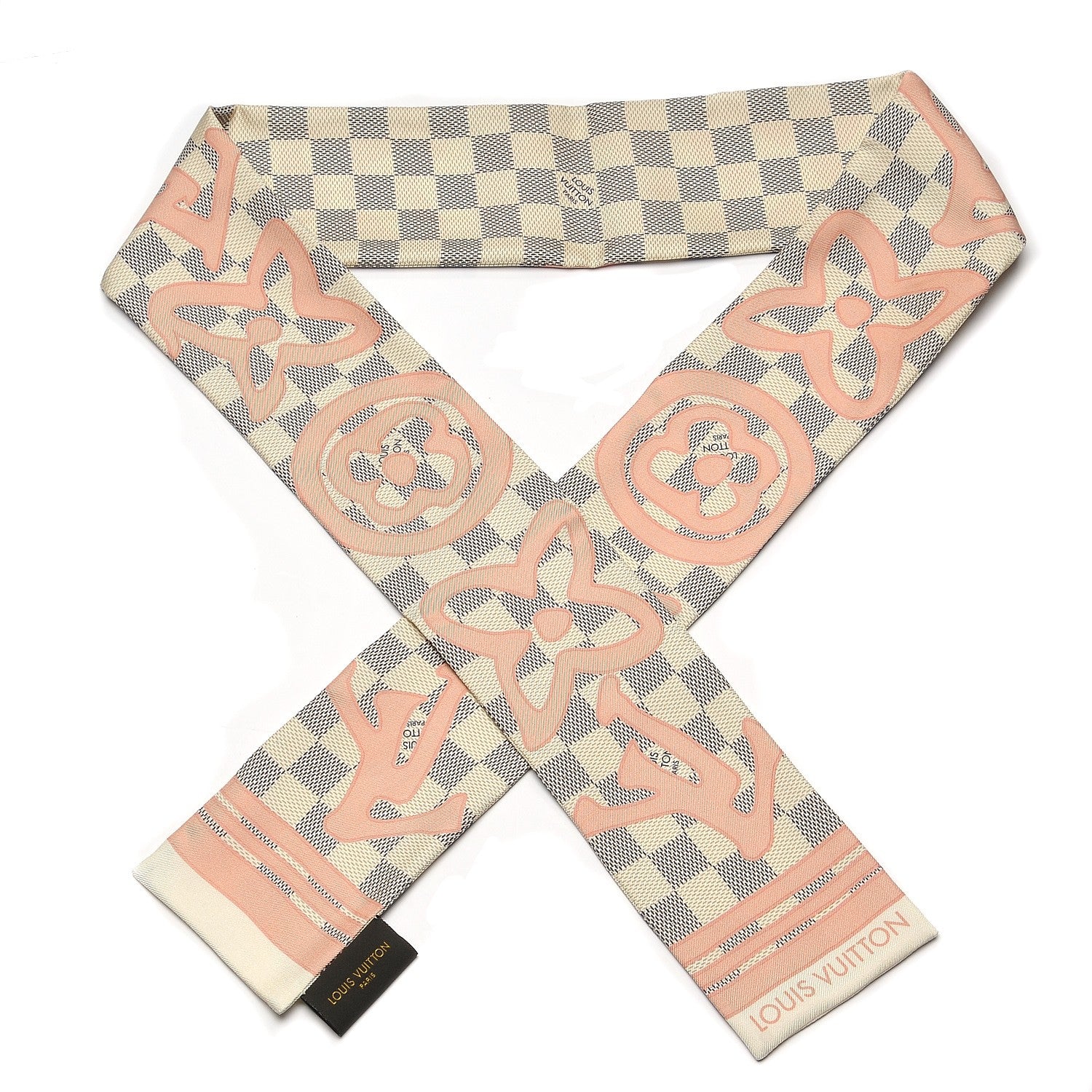 Louis Vuitton Silk Damier Azur Tahitienne Bandeau Rose Ballerine 1 of 6
