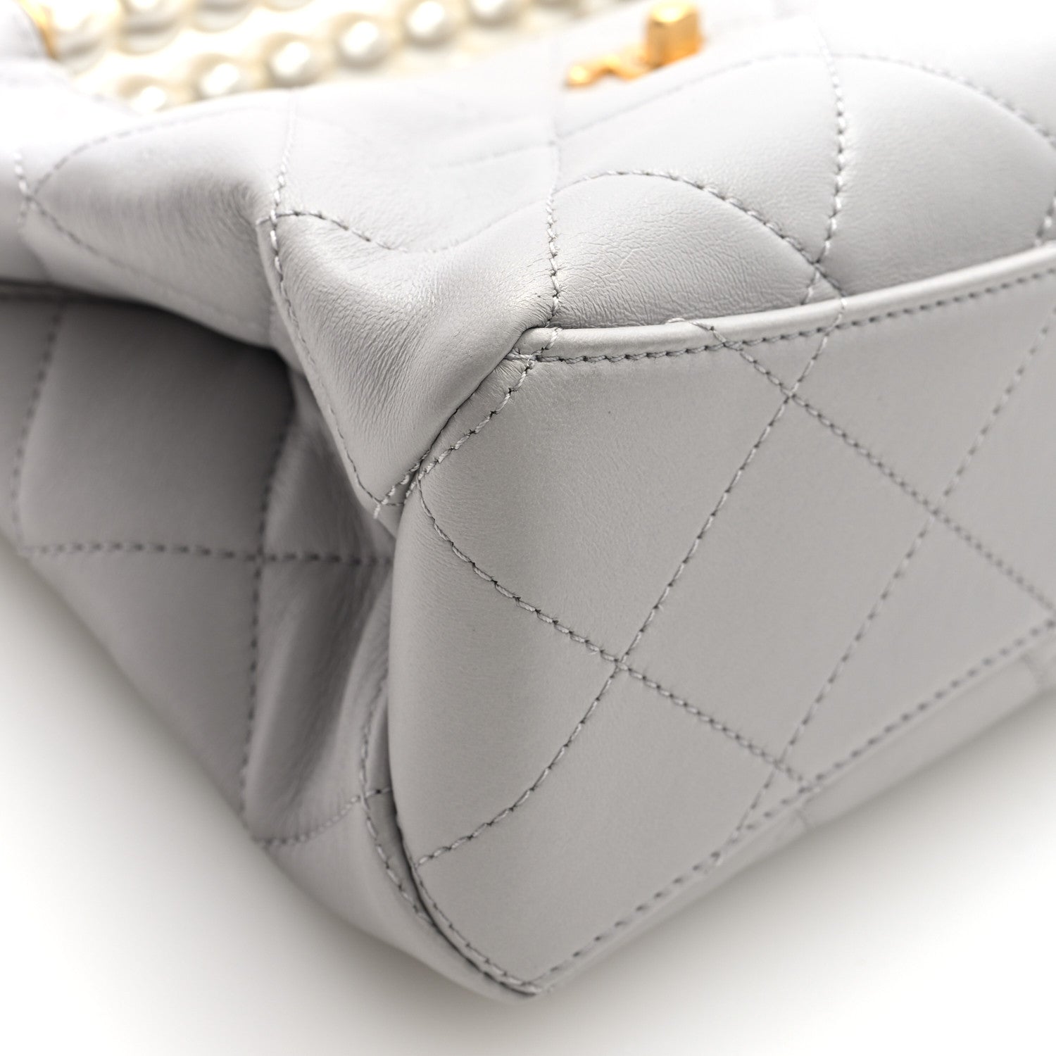 Chanel Calfskin Pearl Small Shopping Bag Grey 9 of 10