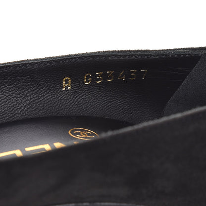 Chanel Suede Grosgrain Pearl CC Cap Toe Pump 36.5 Black 8 of 9