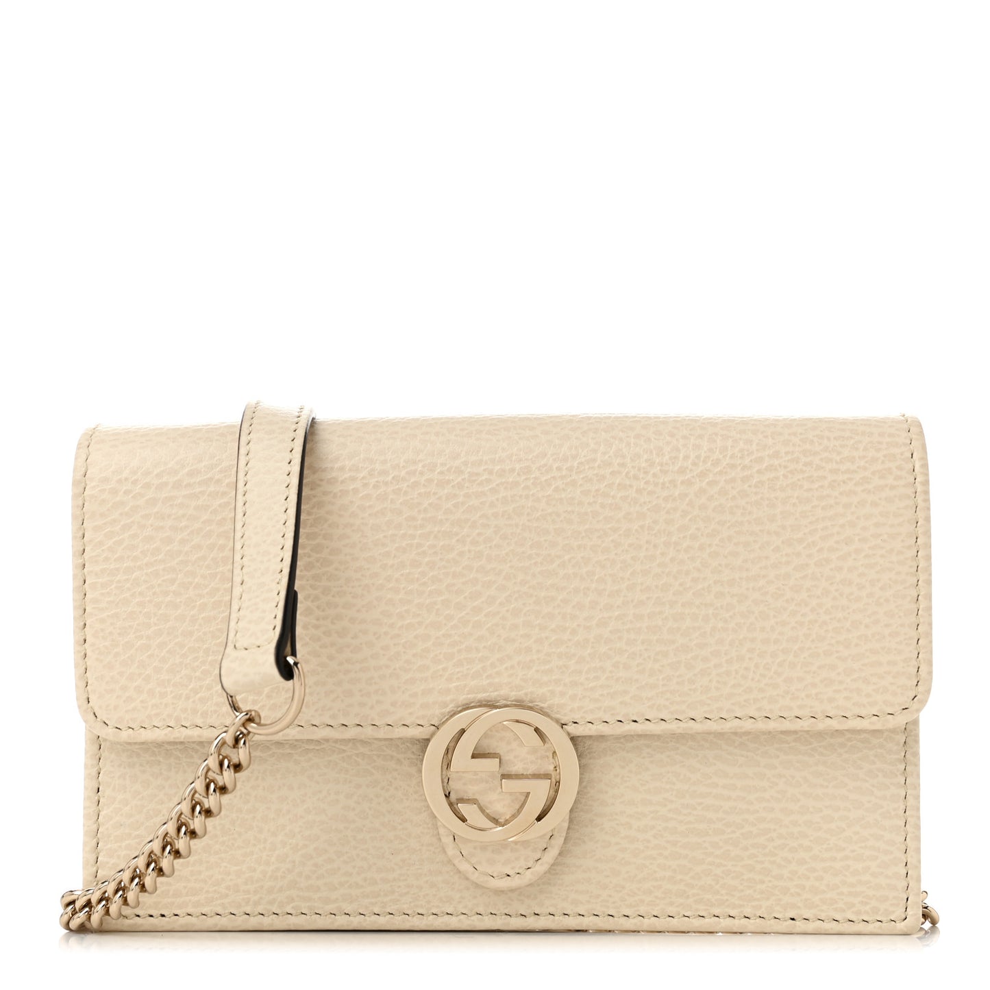 Dollar Calfskin Interlocking G Chain Wallet Ivoire