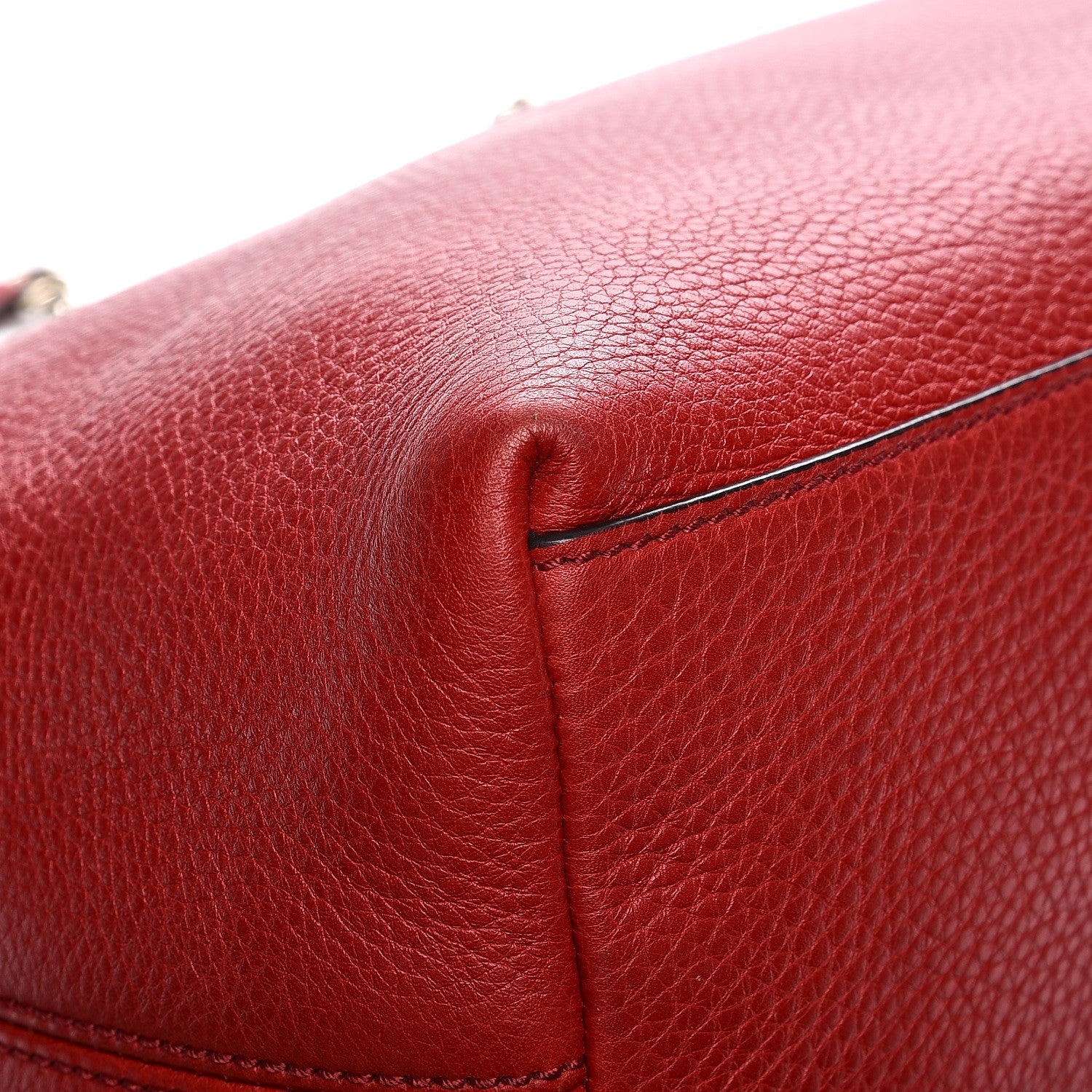 Gucci Pebbled Calfskin Medium Soho Chain Shoulder Bag Tabasco Red 10 of 12