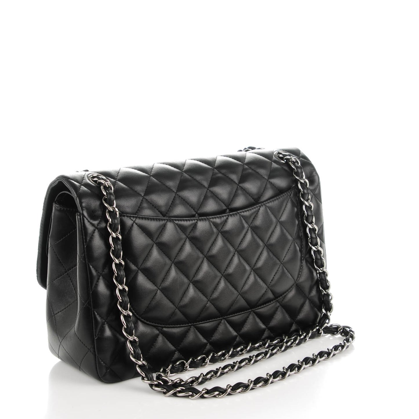 Lambskin Quilted Jumbo Double Flap Black