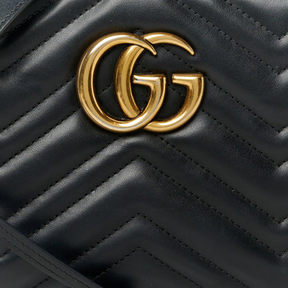 Gucci Calfskin Matelasse Small GG Marmont Chain Shoulder Bag Black 8 of 11