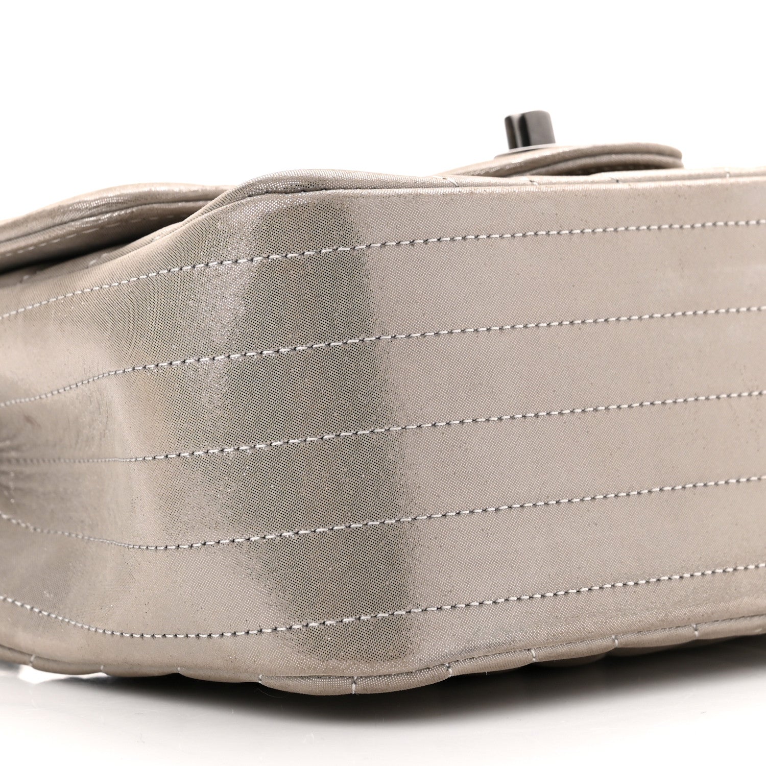 Chanel Iridescent Calfskin Chevron Quilted Mini Square Flap Silver 9 of 10