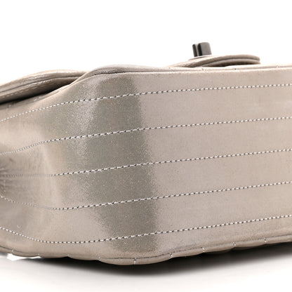 Chanel Iridescent Calfskin Chevron Quilted Mini Square Flap Silver 9 of 10