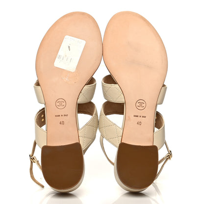 Chanel Calfskin Quilted CC Turnlock Sandals 40 Dark White 5 of 7