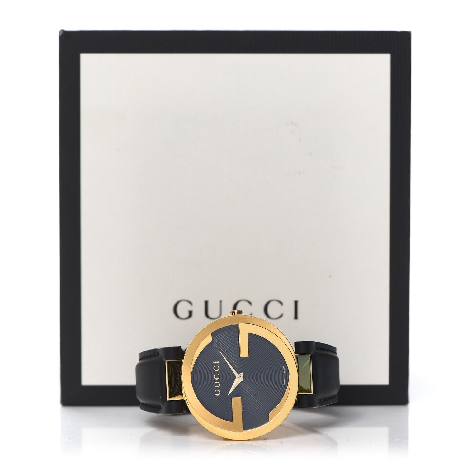 Gucci Stainless Steel Calfskin 37mm Interlocking G Quartz Watch Black 5 of 5