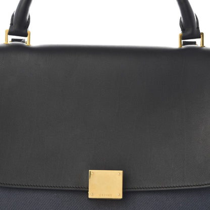 Celine Smooth Calfskin Linen Small Tri-Color Trapeze Black Navy Blue 8 of 8