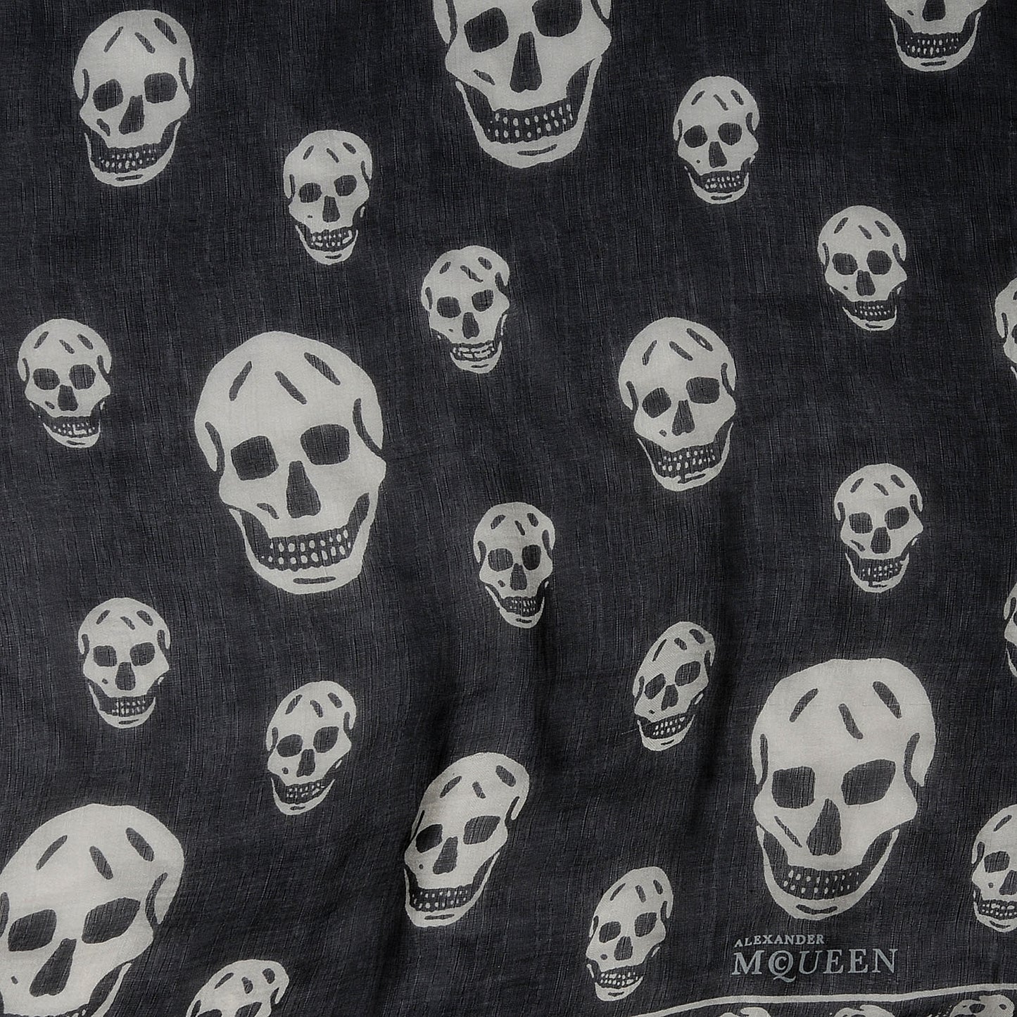 Silk Chiffon Skull Scarf Black Ivory